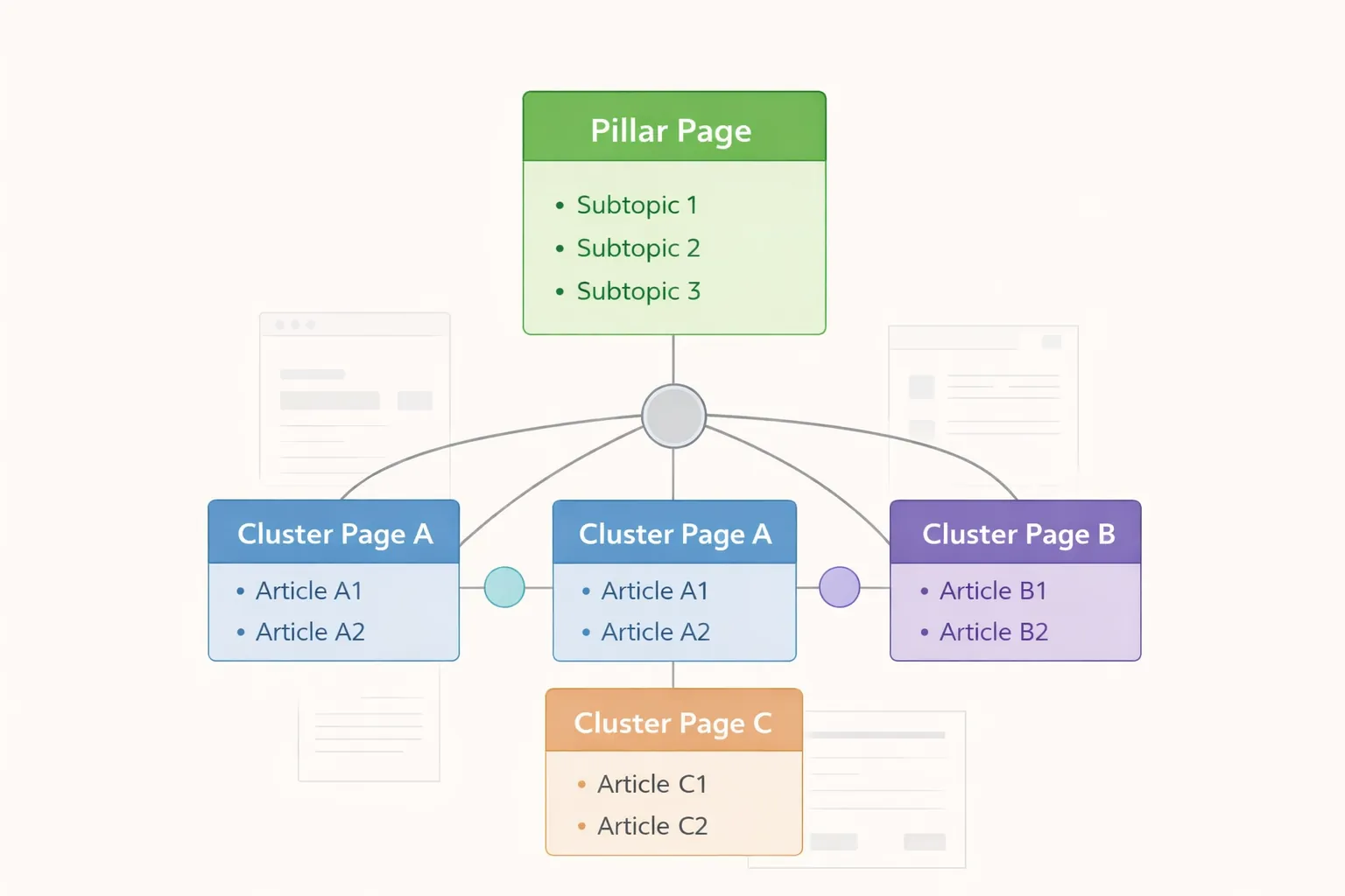 SEO topic cluster map infographic