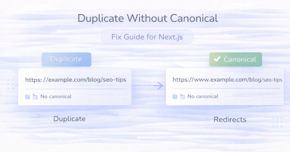 Duplicate Without Canonical: Fix Guide (Next.js)