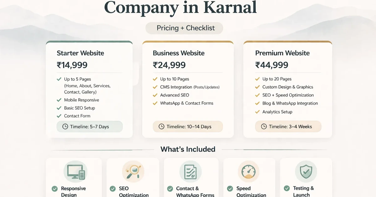 Website Development Company in Karnal (2026): Pricing + Checklist