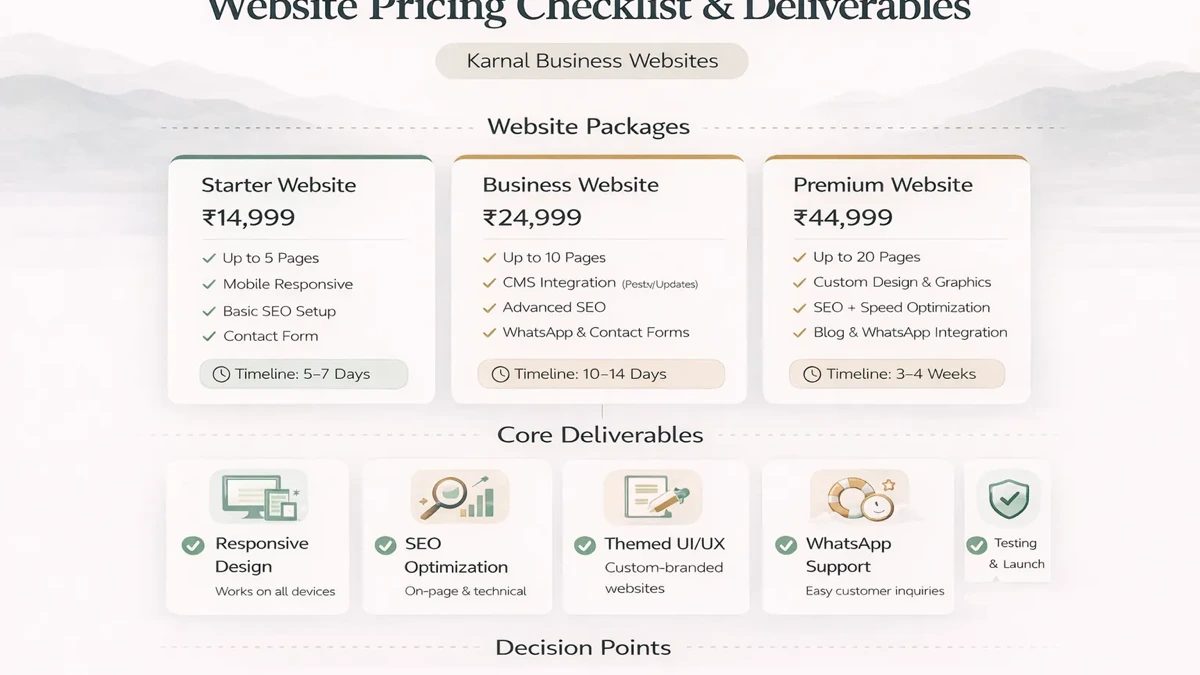 Karnal website checklist infographic