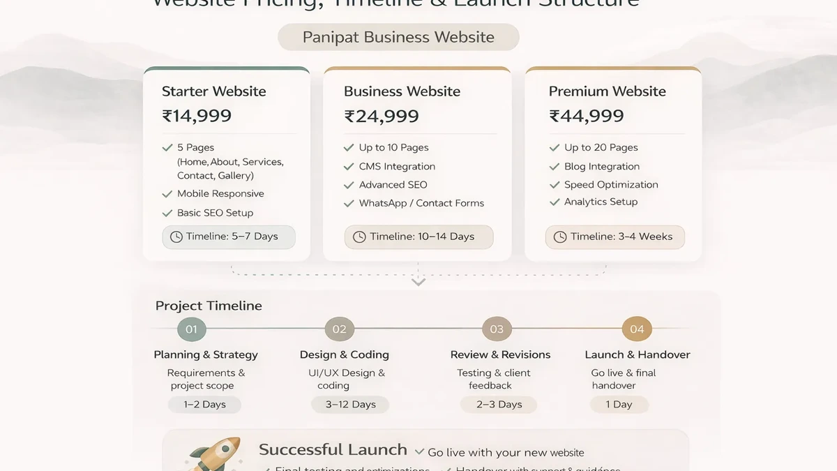 Panipat website pricing infographic