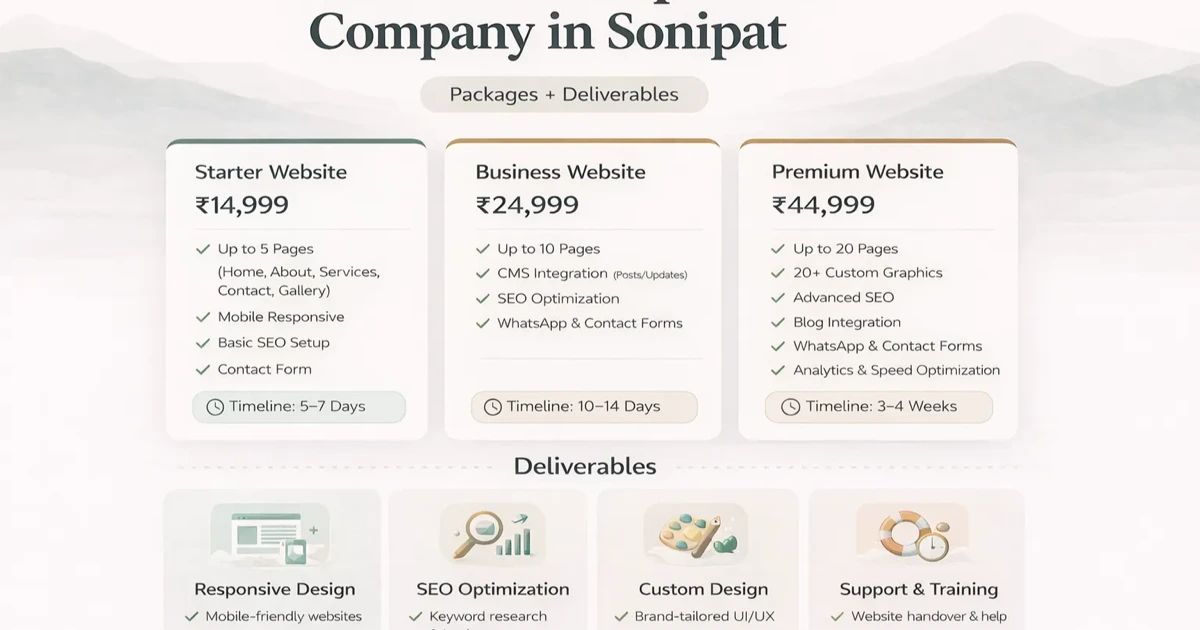 Website Development Company in Sonipat (2026): Packages + Deliverables