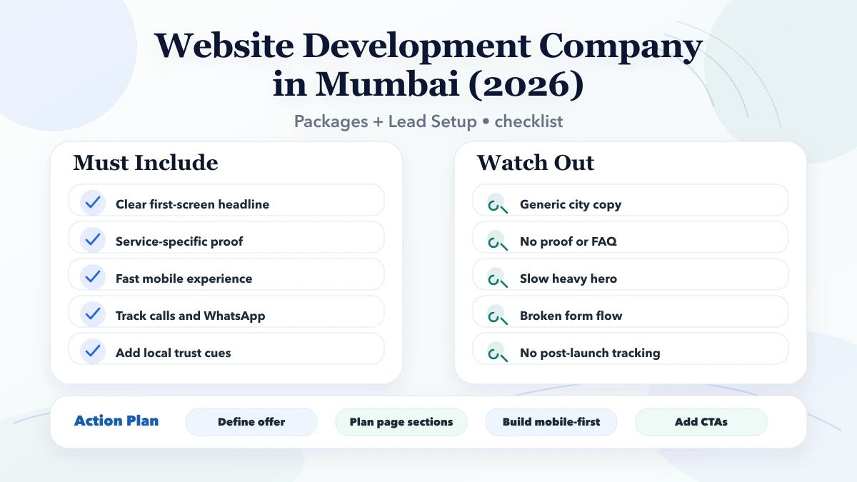 Website Development Company in Mumbai (2026) checklist infographic