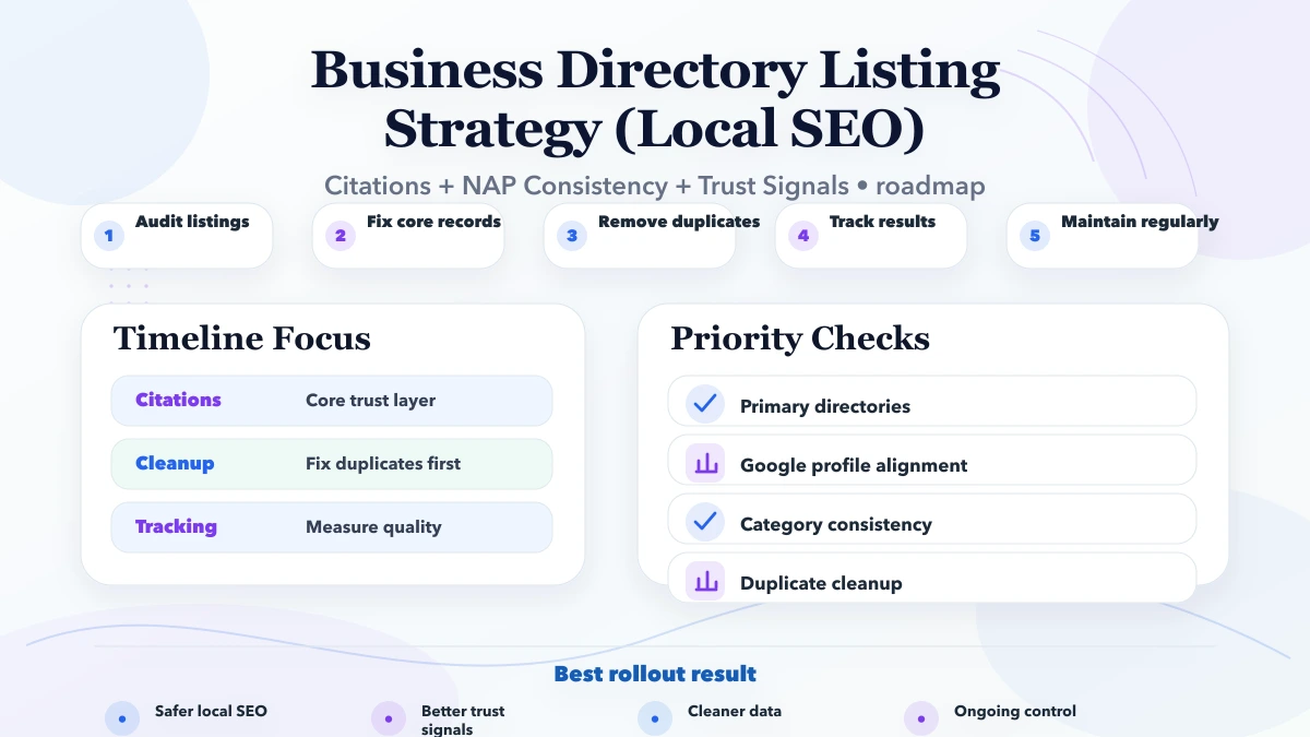 Business Directory Listing Strategy (Local SEO) roadmap infographic