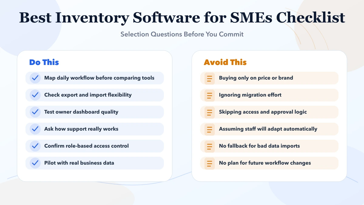 Best Inventory Software for SMEs (India 2026) checklist infographic
