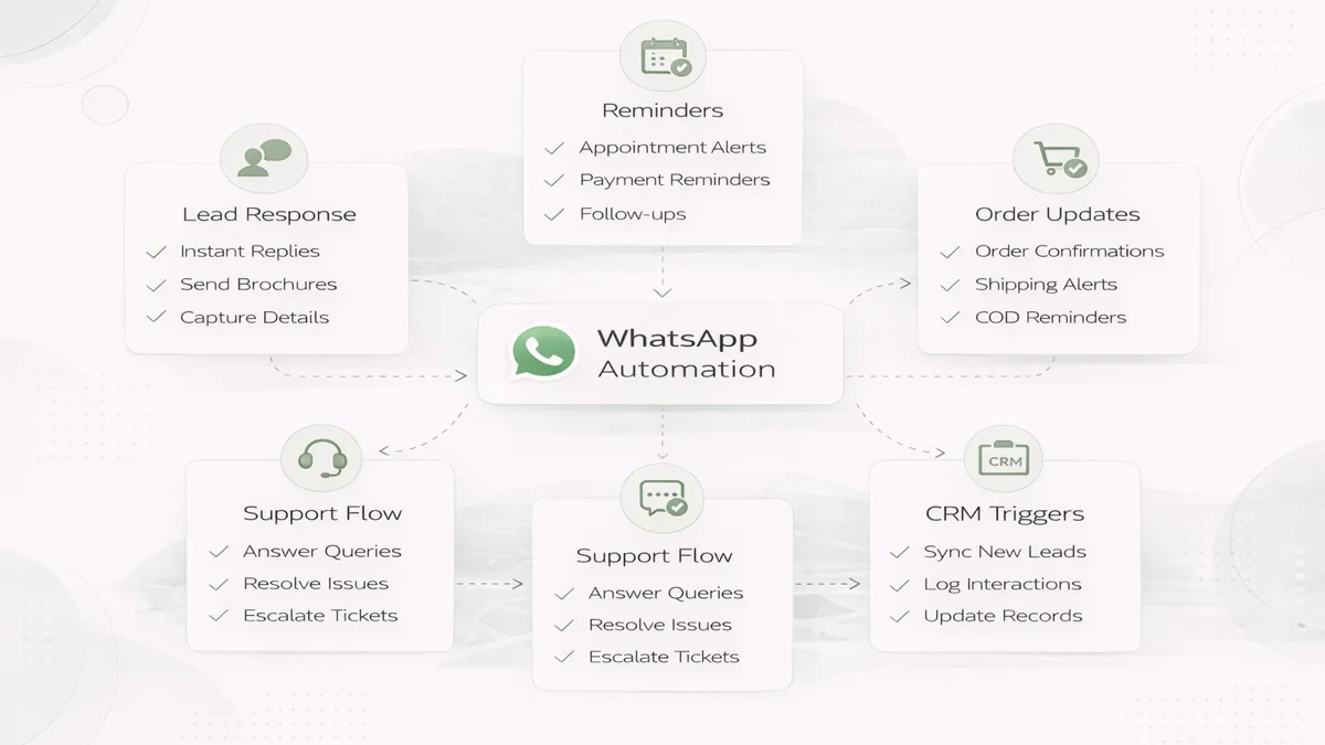 WhatsApp automation use cases infographic