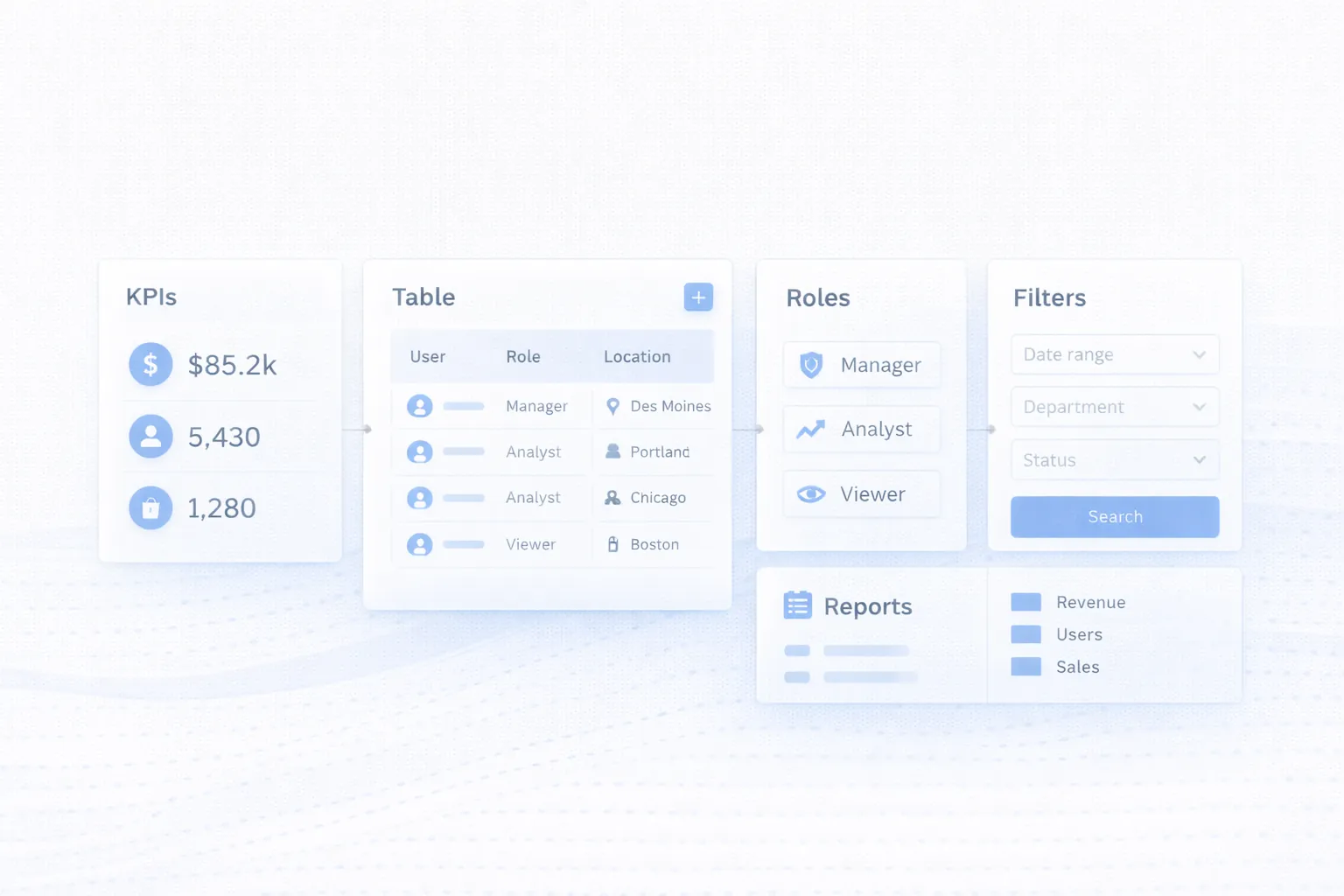 Admin dashboard features infographic