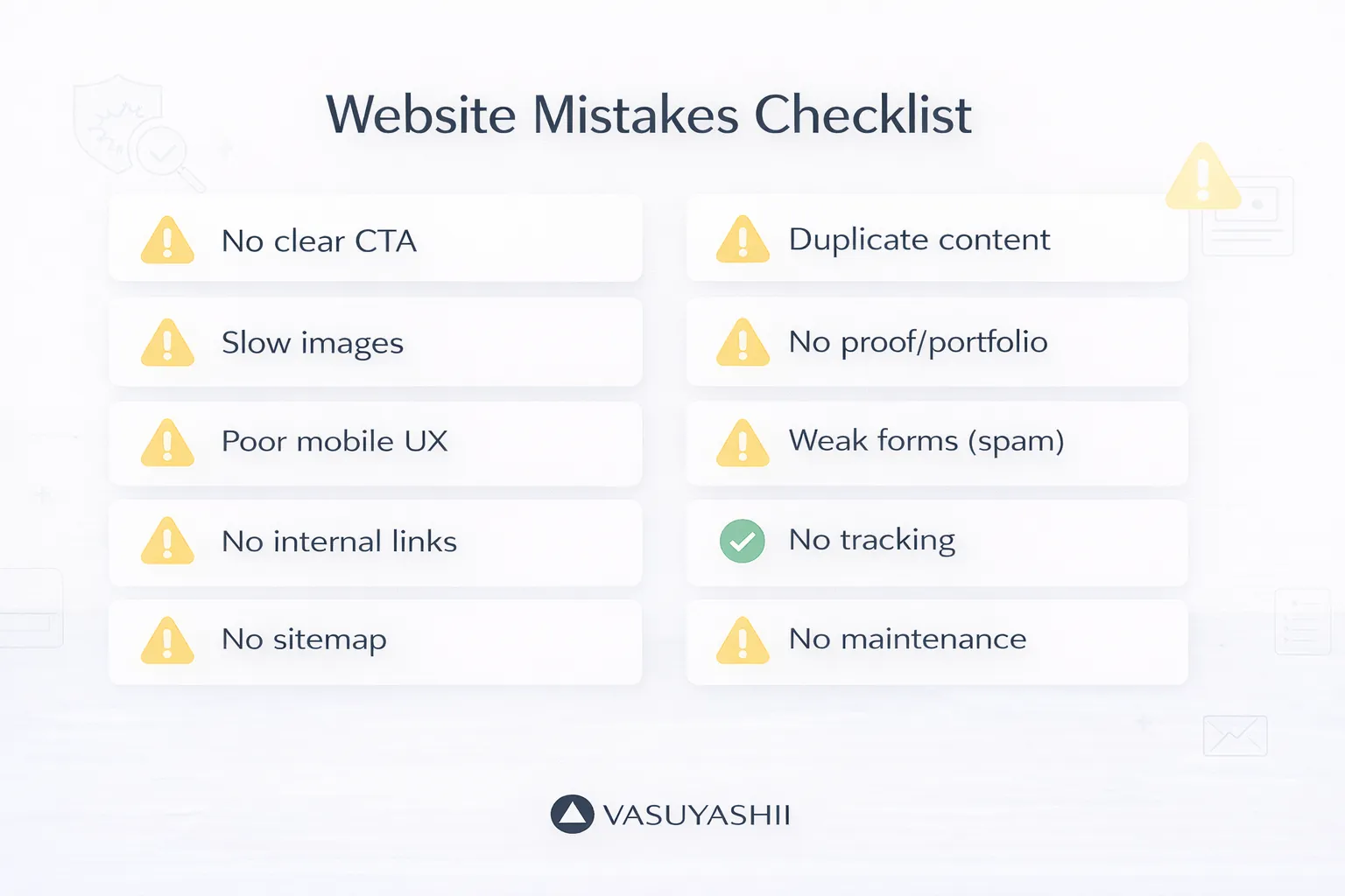 Website mistakes checklist