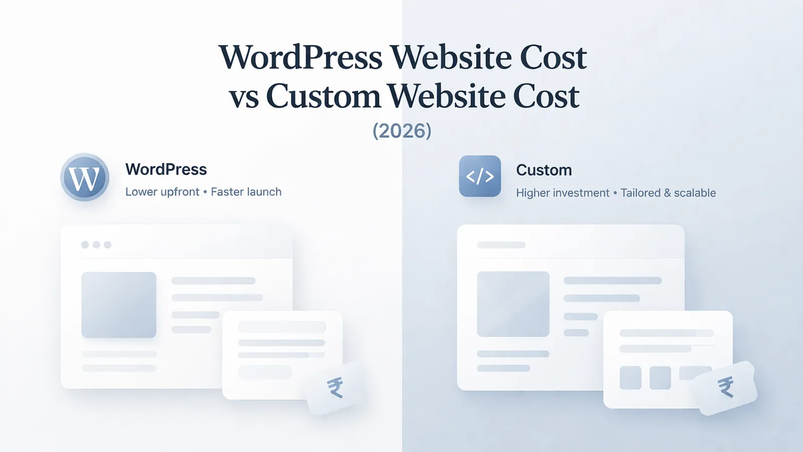 WordPress Website Cost vs Custom Website Cost (2026): Pricing, Trade-Offs, and Long-Term ROI